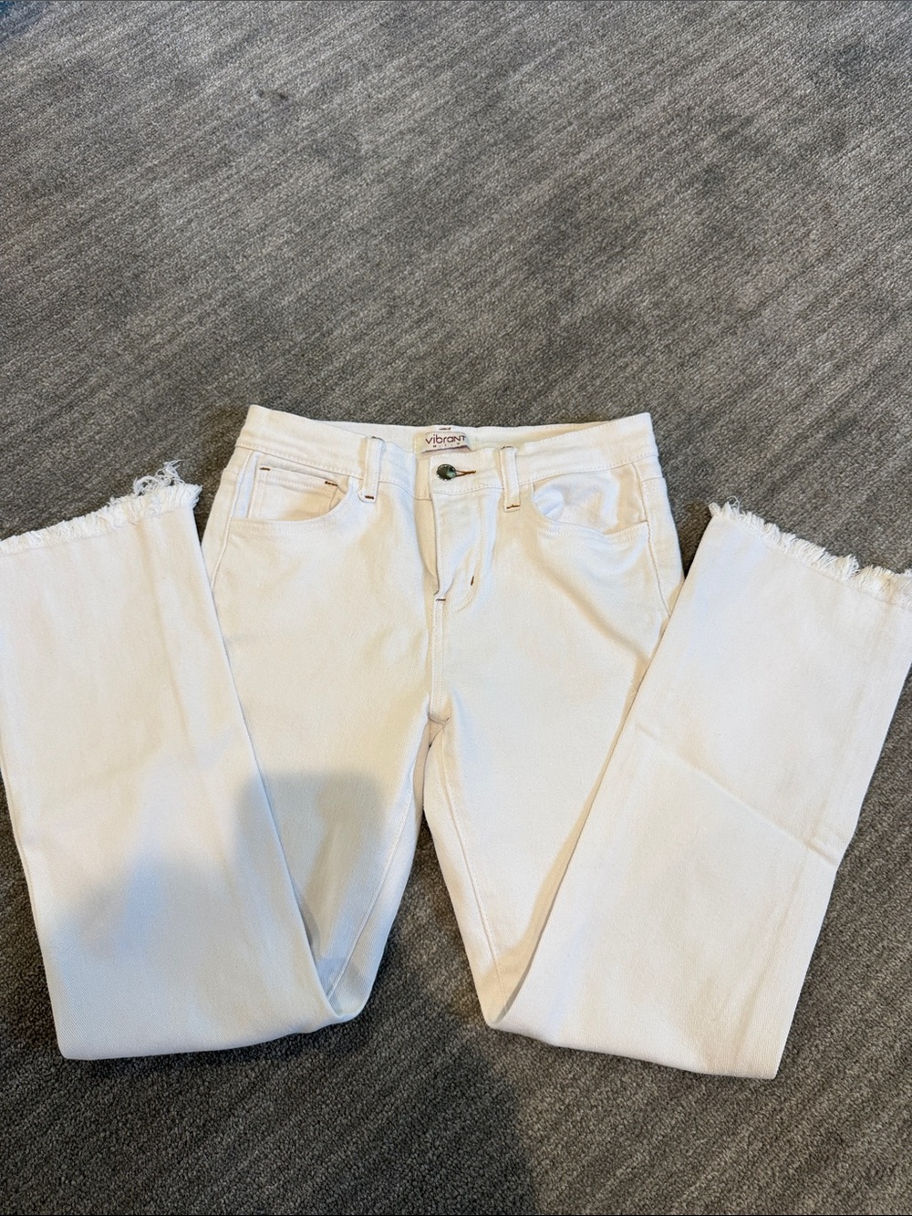 Vibrant M.i.U White Distressed Cropped Flare Jeans Size 5/W26